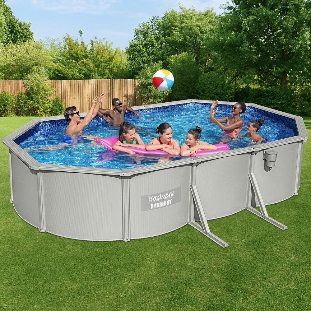 Bestway Swimming Pool 610 x 366cm Steel Frame Round Pool Set w/ Filter Ladder