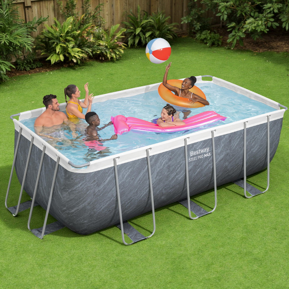 Bestway Swimming Pool 412x201x122cm Steel Frame Pool Set w/Pump Ladder