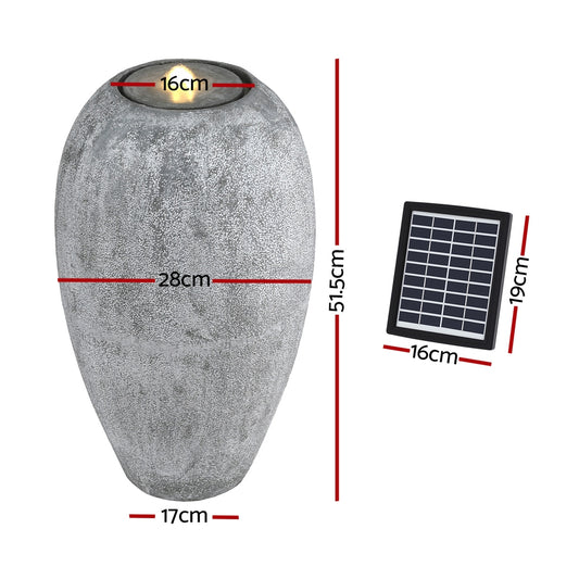 Gardeon Solar Fountain Water Feature Outdoor Fountain LED Lights Beige