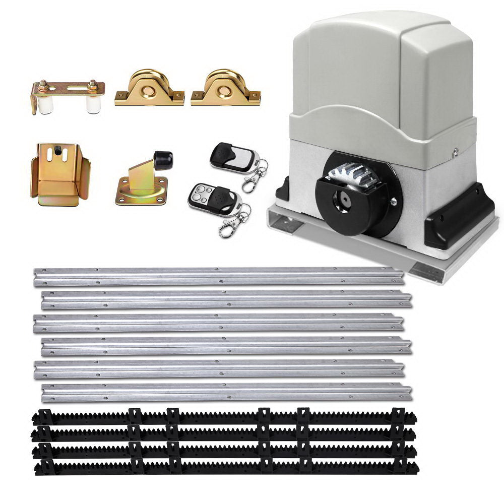 Electric Sliding Gate Opener 1200KG Auto Remote Hardware Kit Rail 4M