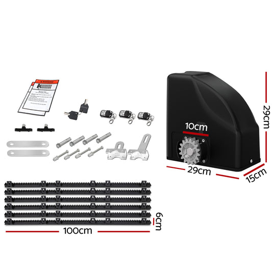 Automatic Sliding Gate Opener Kit 10W Solar 6M 600KG