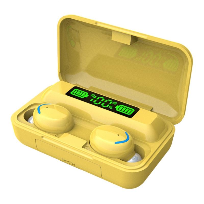 Macaron Bluetooth Earphones with Led Display and Noise Reduction - Baby Blue