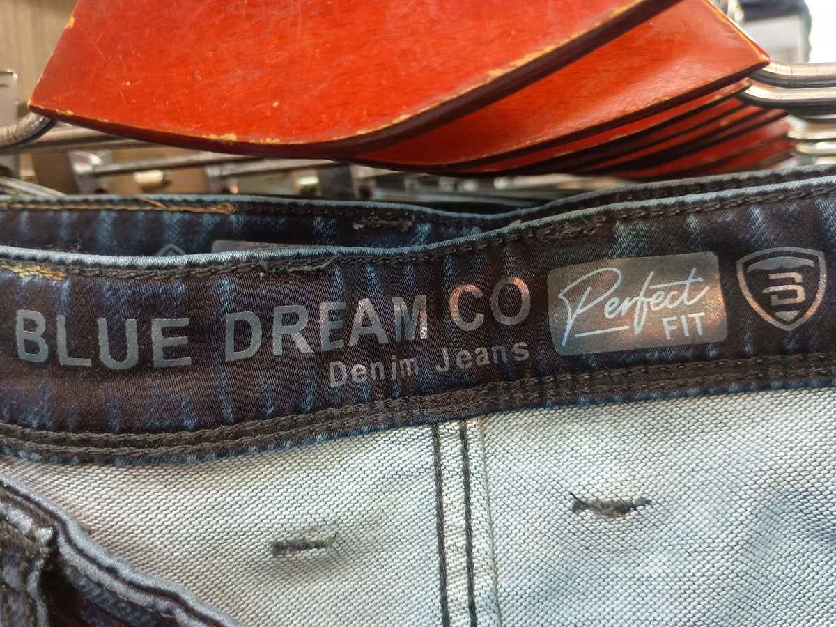 BLUE DREAM denim jeans inner waistband branding