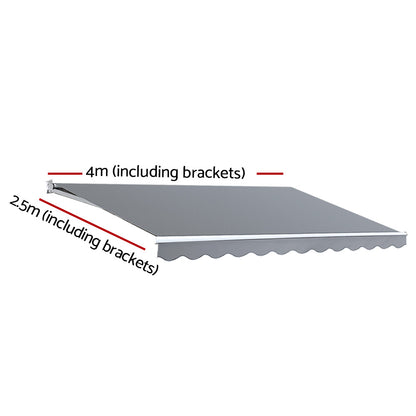 Instahut Retractable Folding Arm Awning Motorised Sunshade 4Mx2.5M Pearl Grey