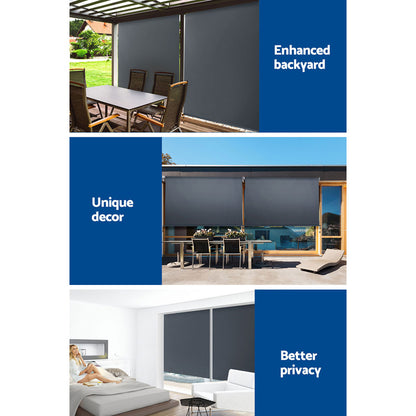 Instahut 1.8X2.5M Outdoor Blinds Awning Roll Down Canopy Retractable Outdoor Blinds Window Shade Grey