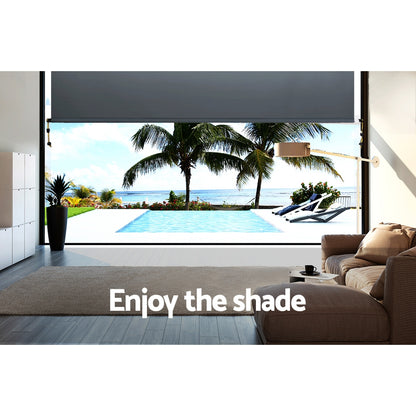 Instahut 2.1X2.5M Outdoor Blinds Awning Roll Down Canopy Retractable Outdoor Blinds Window Shade Grey