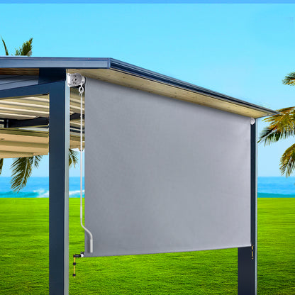 Instahut 3X2.5M Outdoor Blinds Awning Roll Down Screen Fabric Blinds Outdoor Window Shade Grey
