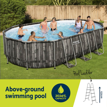 Bestway Swimming Pool Steel Frame Pool Set 6.1x3.66m w/ Filter Pump Ladder Cover