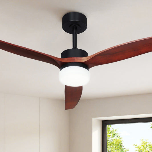 Devanti 52'' Ceiling Fan DC Motor 3 Blades w/Light - Dark Wood