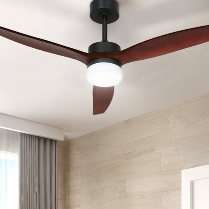 Devanti 52'' Ceiling Fan DC Motor 3 Blades w/Light - Dark Wood