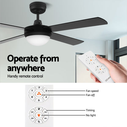 Devanti 52'' Ceiling Fan DC Motor w/Light w/Remote - Black
