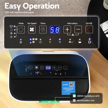 Devanti Dehumidifier 20L Air Purifier White