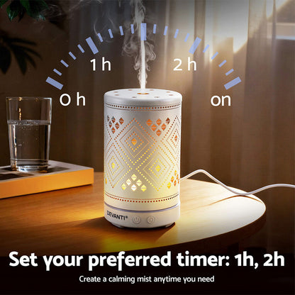 Devanti Ultrasonic Aroma Diffuser Aromatherapy 100ml LED Lights Iron Humidifier Forest