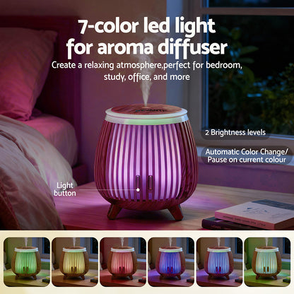 Devanti Ultrasonic Aroma Diffuser Aromatherapy 140ml LED Lights Iron Humidifier Forest Deep Wood