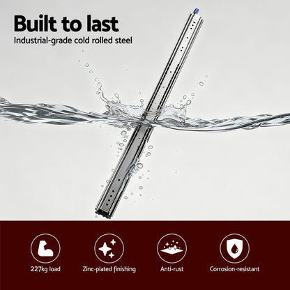 Giantz 2x Drawer Slides Full Extension Locking 227kg 1321-2642mm Length