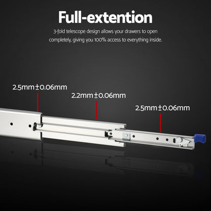 Giantz 2x Drawer Slides Full Extension Locking 227kg 1524-3048mm Length