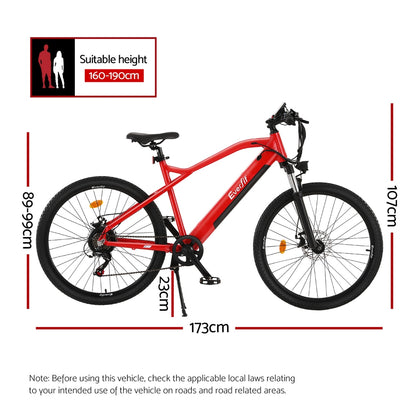 Everfit 26 Inch Electric Bike Mountain Bicycle eBike Built-in Battery 250W