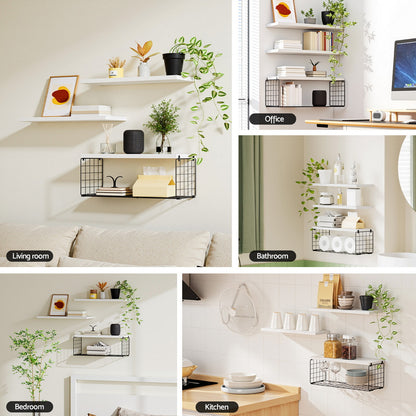 Artiss Floating Wall Shelf Set of 3 White