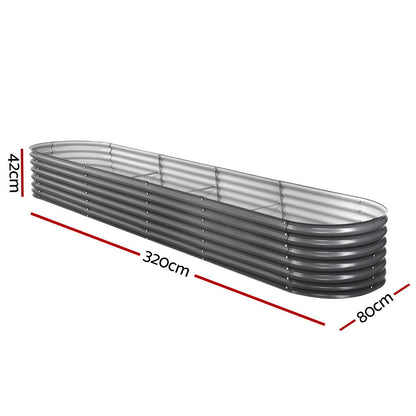 Green Fingers Garden Bed 320X80X42cm Oval Planter Box Raised Container Galvanised