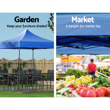 Instahut Gazebo Pop Up Marquee 3x3 Folding Tent Outdoor Camping 500D Oxford Blue