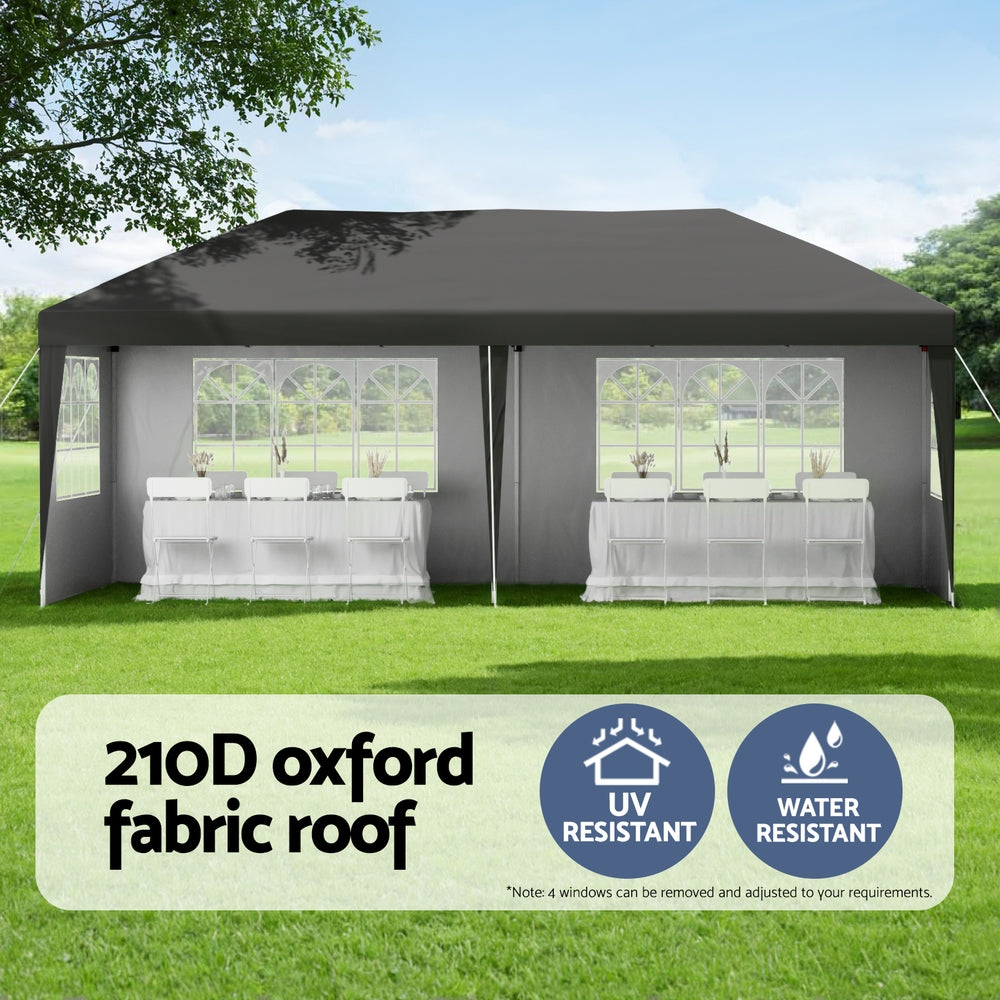 Instahut Gazebo 3x6m Pop Up Marquee Wedding Party Outdoor Camping Canopy Grey