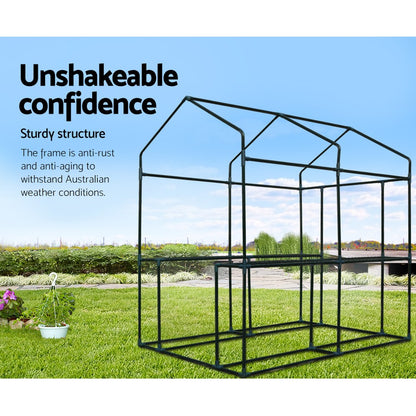 Green Fingers Greenhouse 1.2x1.9x1.9M Walk in Green House Tunnel Plant Garden Shed 4 Shelves