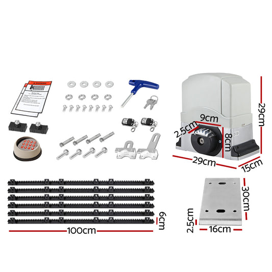 Electric Sliding Gate Opener 1200KG Auto Keypad Hardware Remote 6M