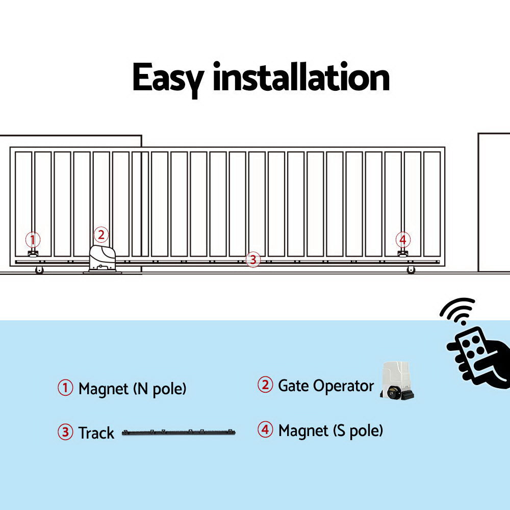Automatic Sliding Gate Opener Kit 6M 1800KG