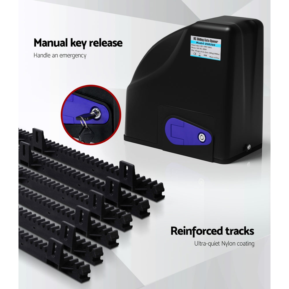 Automatic Sliding Gate Opener Kit 10W Solar 6M 600KG