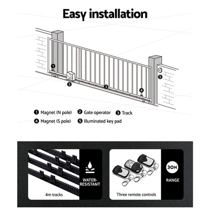 Automatic Sliding Gate Opener Kit 20W Solar 4M 600KG