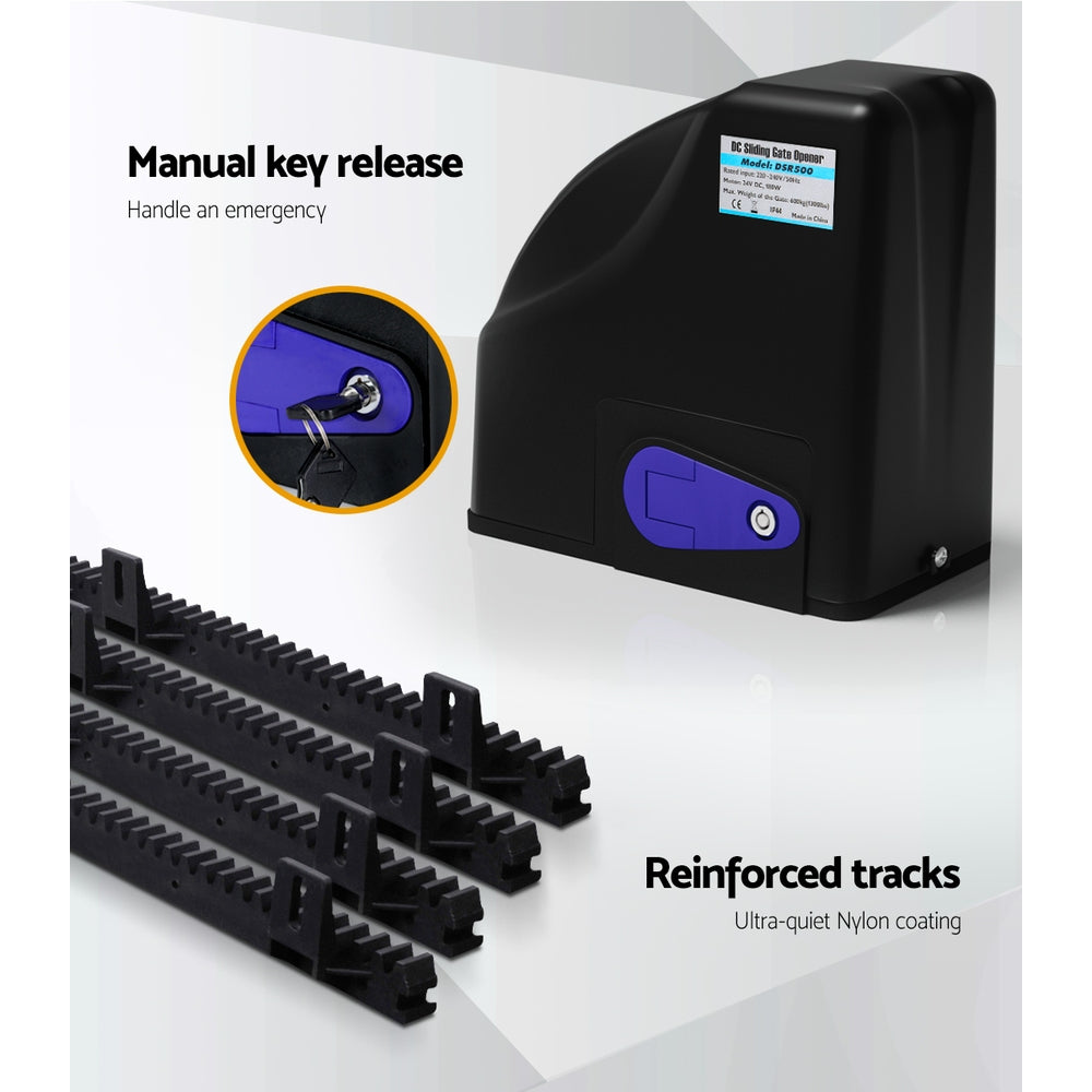 Automatic Sliding Gate Opener Kit 10W Solar 4M 600KG