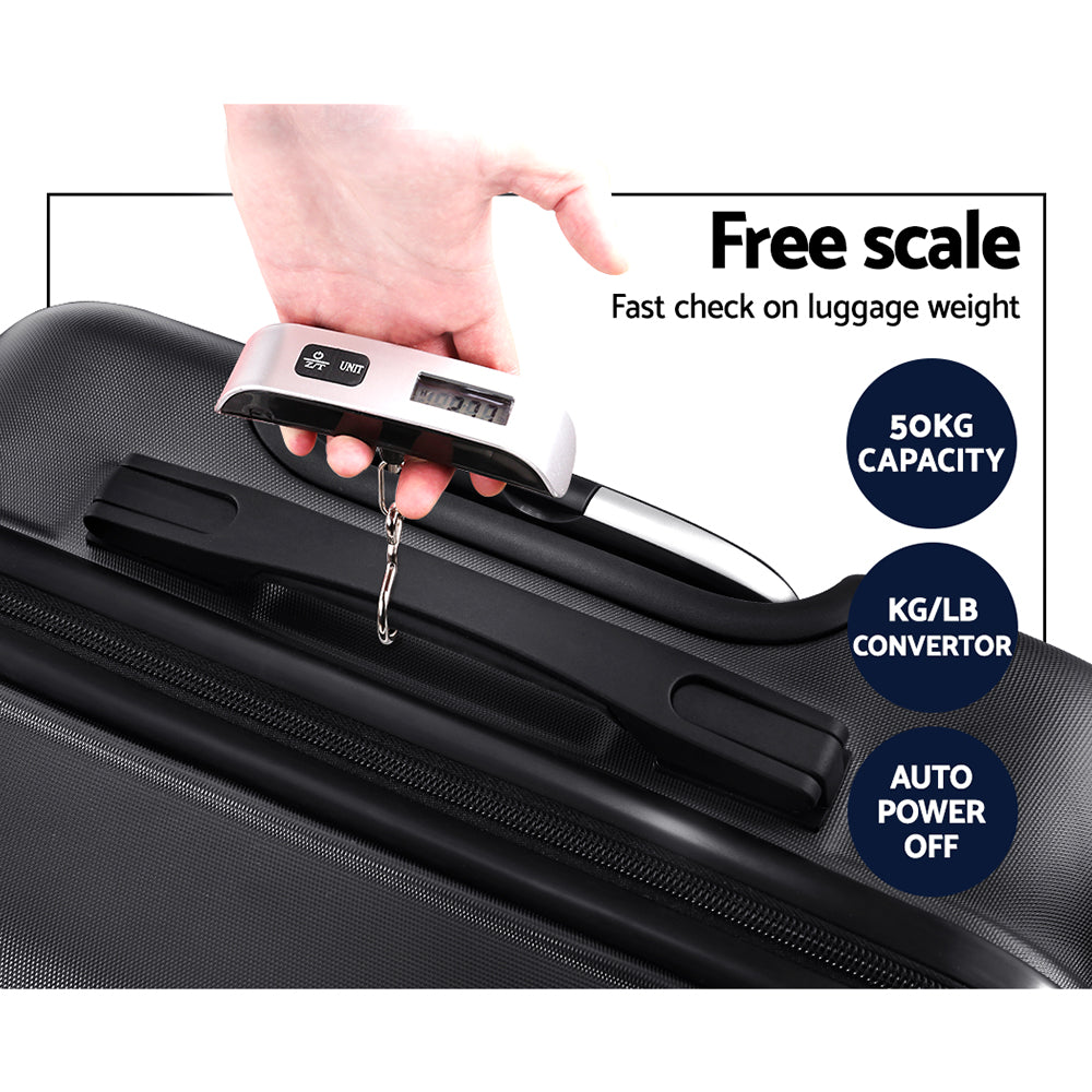 Wanderlite 20 Inch Luggage with Zipper Lock Travel Suitcase Carry On Hard Shell Luggage Case Black