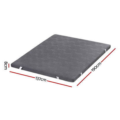 Giselle 8cm Memory Foam Mattress Topper Gel Dual Layer Foam Bamboo Double