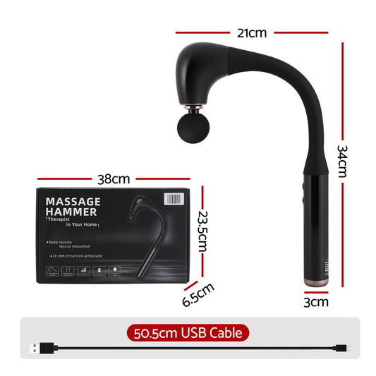 Everfit Massage Gun U-shaped Extended Handle Percussion Massager 4 Heads
