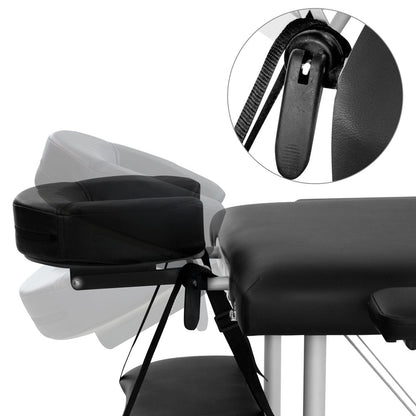Zenses Massage Table 75cm Portable 3 Fold Aluminium Beauty Bed Black