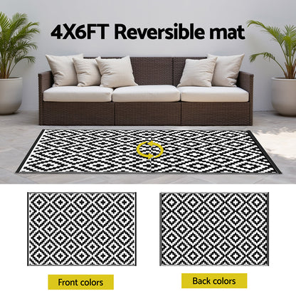 Gardeon Outdoor Rugs 120x180cm Large Carpet Reversible Area Mat PP Dual-Sided Patio Rug Cross