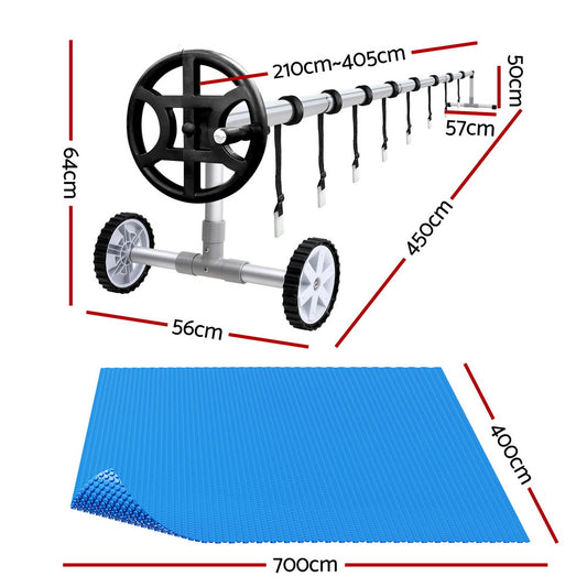 Aqua Buddy Pool Cover 600 Micron 7x4m w/ Roller 4m Swimming Pools Solar Blanket