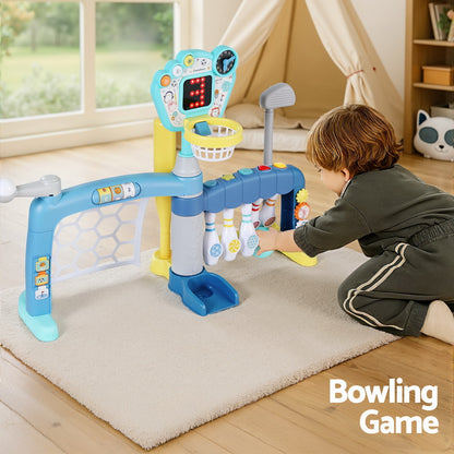 Keezi Kids Basketball Hoop Stand Bowling Baseball Golf Game Sports Toys Set Blue