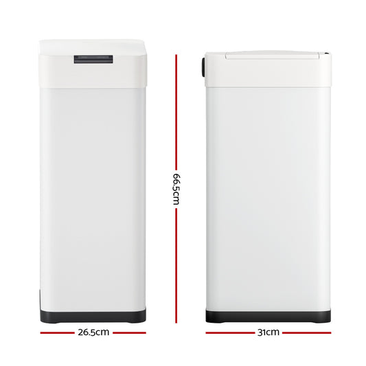 Devanti 50L Sensor Bin Motion Rubbish Bins Kitchen Automatic Trash Can White