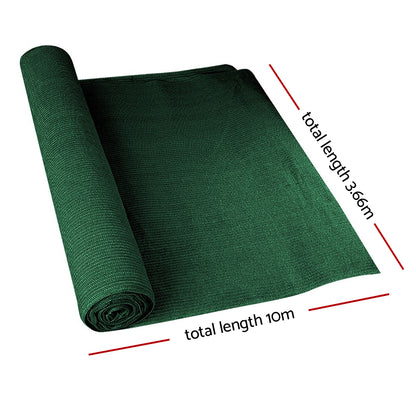 Instahut 50% Shade Cloth 3.66x10m Shade Cloth Sail Heavy Duty Shadecloth Garden Mesh Roll Green