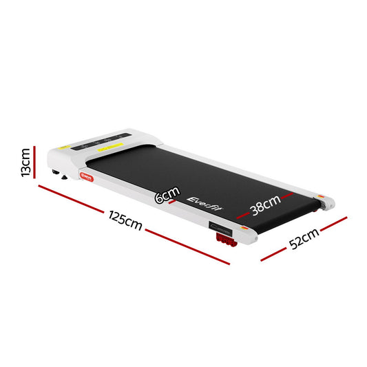 Everfit Treadmill Electric Walking Pad Incline Under Desk Home Gym 380mm White