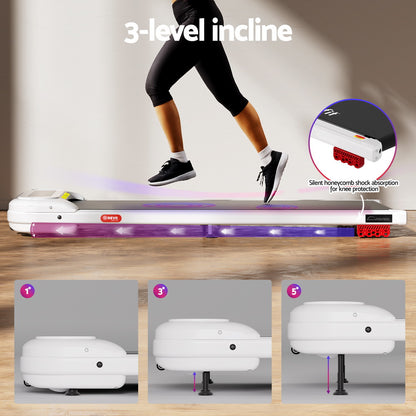 Everfit Treadmill Electric Walking Pad with Incline Under Desk Home Gym White