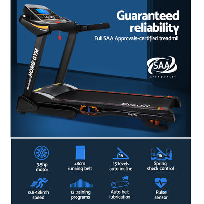 Everfit Treadmill Electric Auto Incline Home Gym Fitness Exercise Machine 480mm