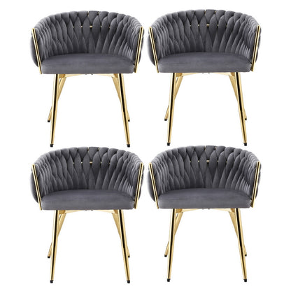 1 Set of 4 Artiss Dining Chairs Velvet Armchair Grey