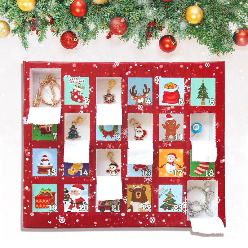 Christmas Advent Calendar 2025 Girls, 24 Days Xmas Countdown Calendar Jewelry Bracelet Set, DIY Bracelets Ornament Christmas Vacation Advent Calendar, Christmas Gift Set for Girls Boys Kids Women