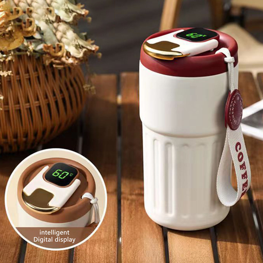 450ml Thermal LED Temperature Display Smart Coffee Cup Insulated Drink Tumbler-Red