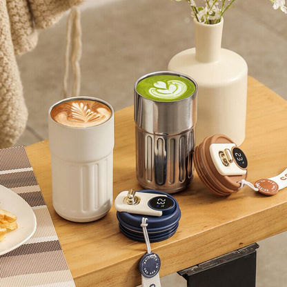 450ml Thermal LED Temperature Display Smart Coffee Cup Insulated Drink Tumbler-Red