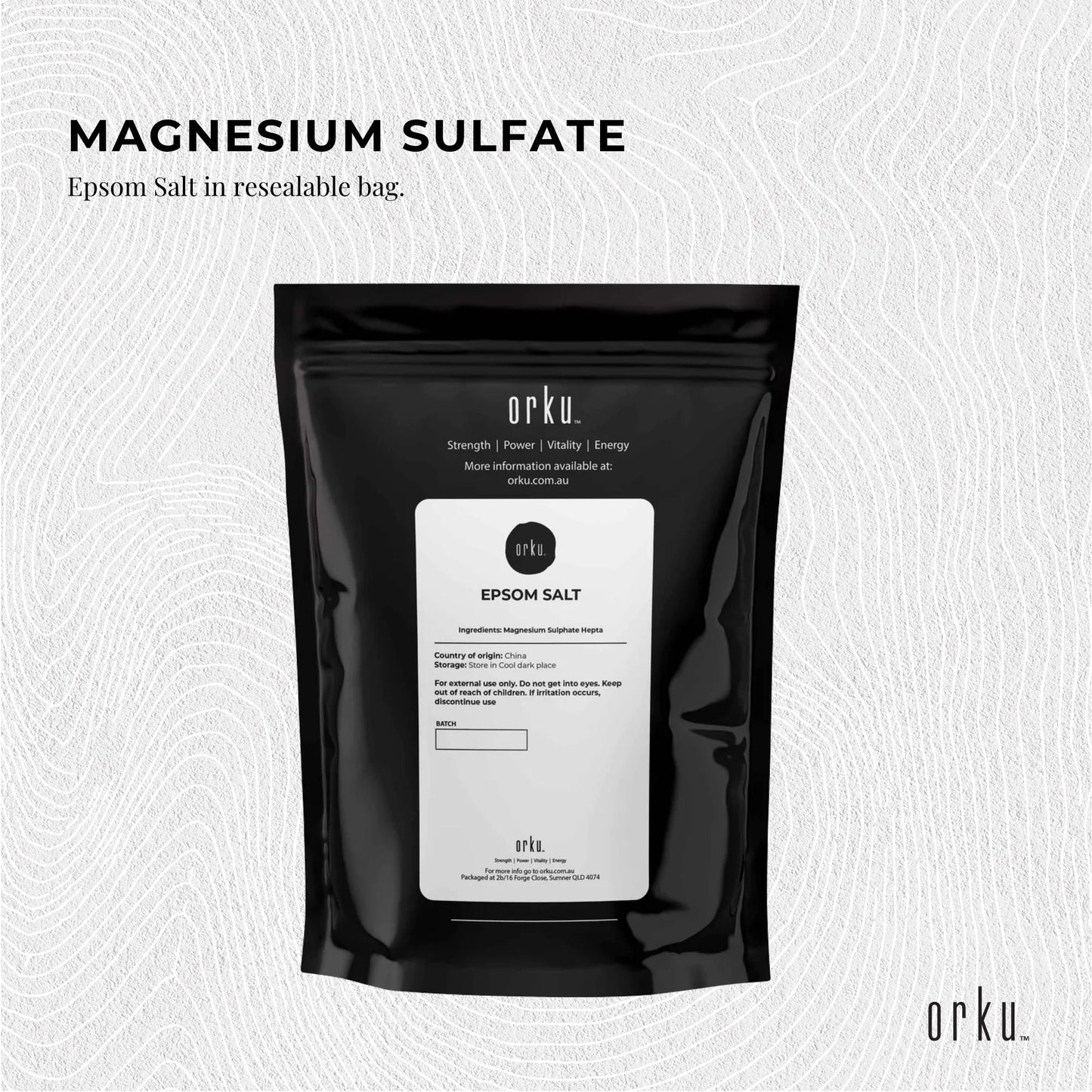 Orku 400g Epsom Salt - Magnesium Sulphate Bath Salts For Skin Body Sulfate