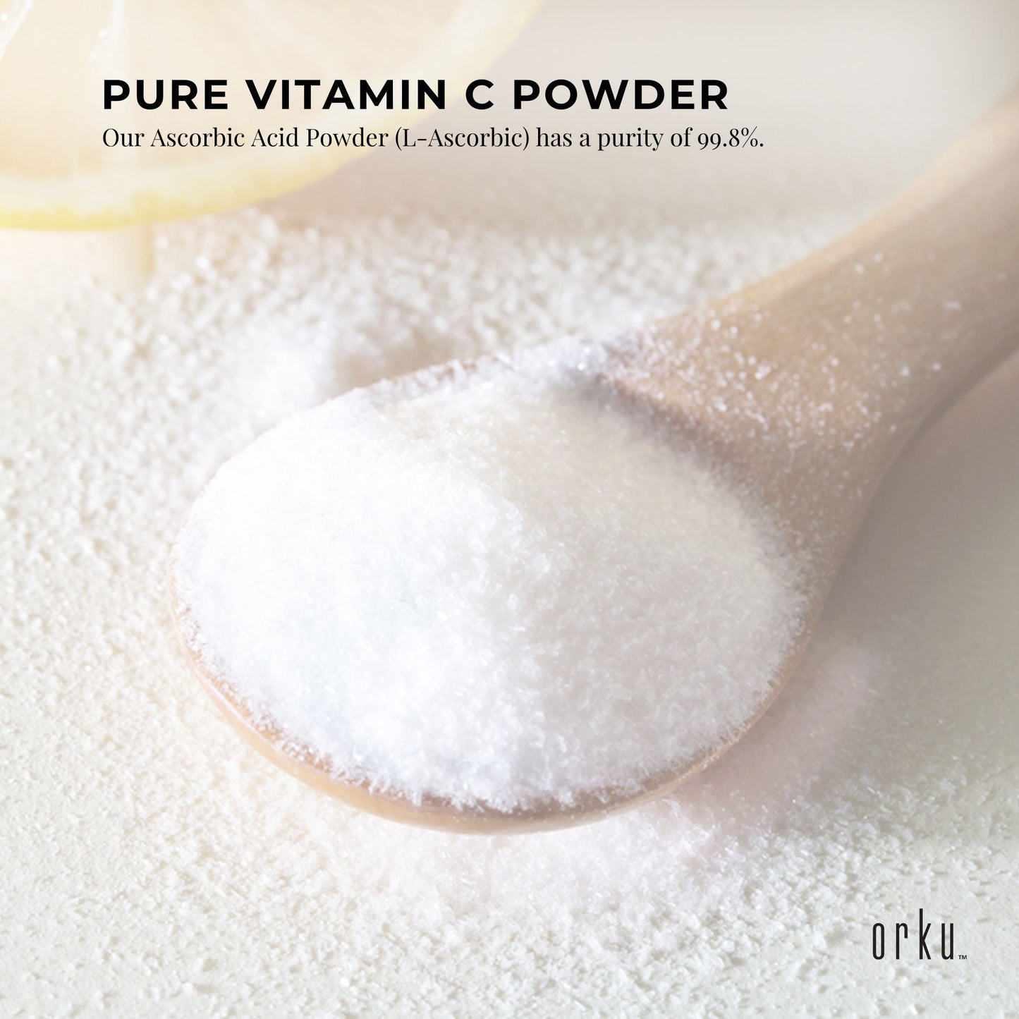 Orku 10g Vitamin C Powder Pure L-Ascorbic Acid - USP Grade Non-GMO