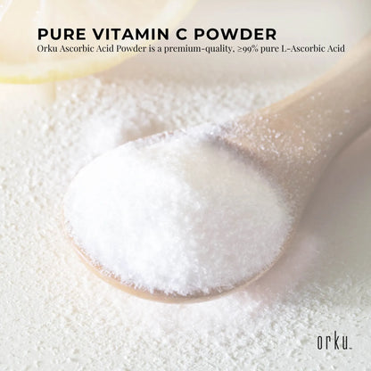 Orku 1Kg Vitamin C Powder Pure L-Ascorbic Acid - USP Grade Non-GMO